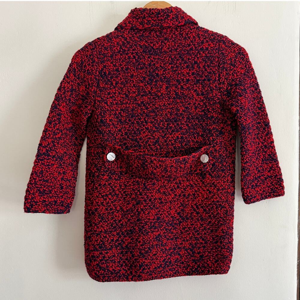 Vintage Handmade Kids Wool Hand Knit Crochet Peacoat style jacket \ Size Small - Picture 2 of 7